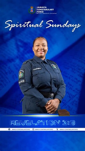 Spiritual Sundays- Revelation 3:8 I know thy works: behold, I have set before thee an open door, and no man can shut it: for thou hast a little strength, and hast kept my word, and hast not denied my name. God sees you and is causing everything to work out in your favour. #AForce4Good | Jamaica Constabulary Force