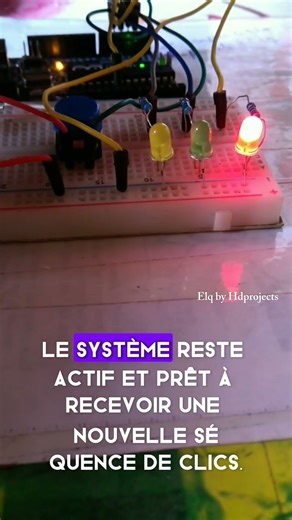 Un bouton Arduino contrôle 3 LEDs : 1 clic = LED1, 2 = LED2, 3 = LED3, 4 = OFF 🔘💡#Arduino#DIY#astuce