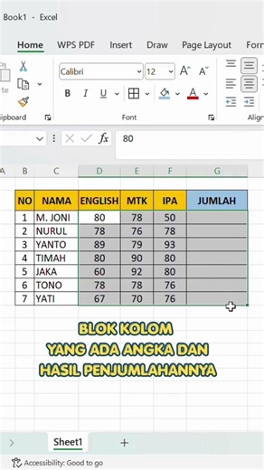 Cara Menjumlahkan cepat Tanpa Rumus di Microsoft Excel #shorts #trikword #tutorial #excel
