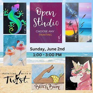 Open Studio Sunday! Means you can pick the paining! Did you miss a painting you really wanted to paint? Did you see a painting in our studio you wished you could paint? Well Open Studio is your change to do just that, your pick of your pic. www.twist.la/3728330 | Painting with a Twist