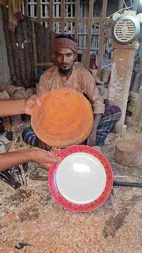 Artisan Woodworking: Making an Authentic Wooden Plate from Scratch.#yt #short