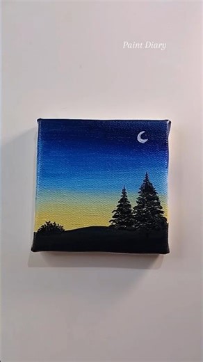 Easy night scenery painting #art #shorts #painting #tutorial #easypainting #shortsviral