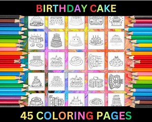 Printable Birthday Cake Coloring Pages for Kids & Adults | 45 Pages | Digital Download PDF | Decorated Layer Cake Art Coloring Sheets - Etsy UK