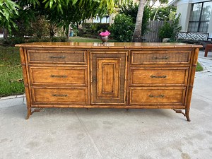 FAUX BAMBOO STANLEY Dresser Fruitwood 80s Dresser Pretty Fretwork, Stanley Faux Bamboo Chinoiserie Coastal Style Dresser at Retro Daisy Girl - Etsy
