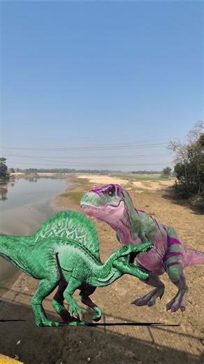 GIANT T-REX VS SPINOSAURUS FIGHT PART-1 #dinosaur #trex #spinosaurus #epicbattle #shorts #viral