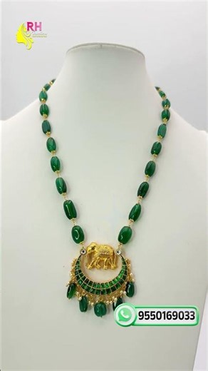 Green Beads Kattu Teega Necklace | Handmade Traditional Beads Jewellery | RH Jewellers