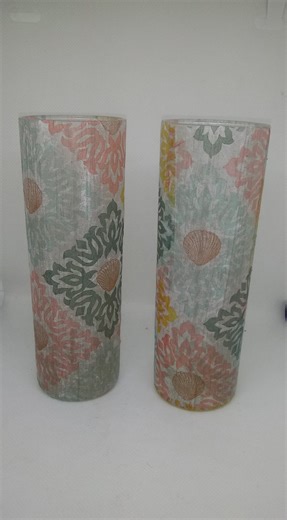 Decoupage Seashell Vases | Coastal Cylinder Vase Set - Etsy
