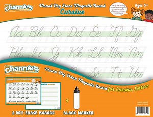 Visual Dry-Erase Magnetic Boards 2 Pack - Cursive Handwriting Practice - Channies