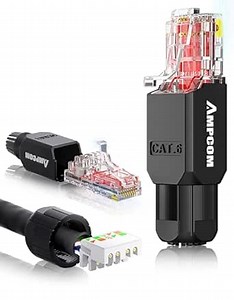 AMPCOM Cat6A Tool Free RJ45 Connector UTP Field Termination Modular Plug for 23-26 AWG Unshielded Ethernet Cable (Blue, 2-Pack)