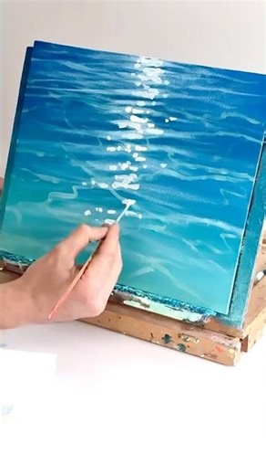 Easy painting ideas for beginners - How to paint water acrylic painting 🌊 ✨ 🎨 #shorts