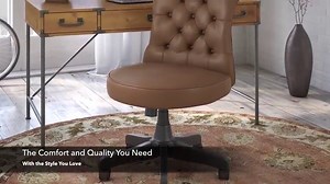 Bush Business Furniture Arden Lane High Back Tufted Office Chair in Dark Gray Leather