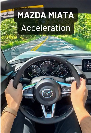 The Mazda Miata isn’t the quickest, but that’s not what this car is about. It makes 181 hp & 151 lb-ft coming out of a naturally aspirated 2.0L 4-cylinder. Professional driver on a closed course wearing safety gear. #mazda #miata #car #acceleration #fyp