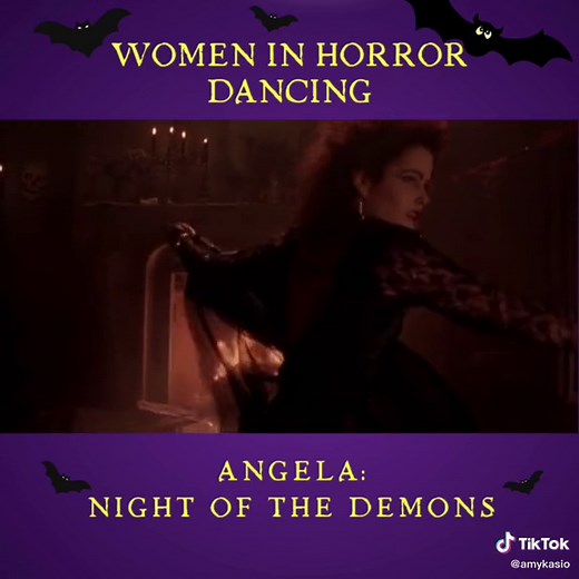 NIGHT OF THE DEMONS (1988) Starring Amelia Kinkade as Angela our goth loving dancing queen. Song: Stigmata Martyr by Bauhaus (1980). #horrormovies #womeninhorror #horrordancing #nightofthedemons #bauhaus