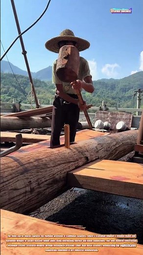 The Art of Traditional Timber Joinery with Wooden Mallet and Wedges