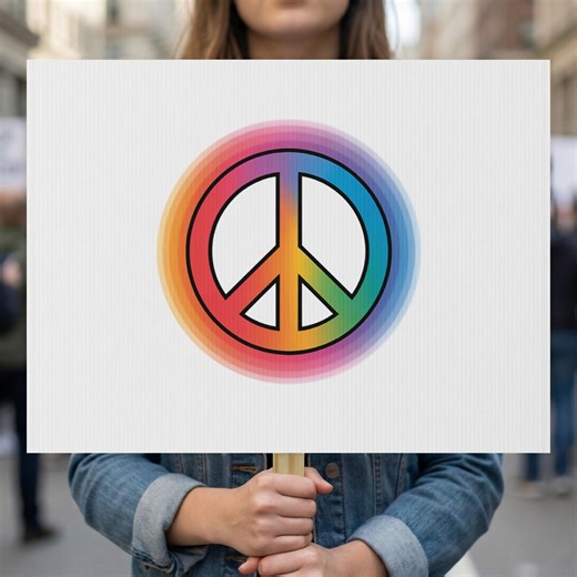 Rainbow Peace Sign Protest Sign, Hippie Era Peace, Colorful Peace Sign Art, Peace and Love Sign, 60s 70s Protest Art, Retro Peace - Etsy