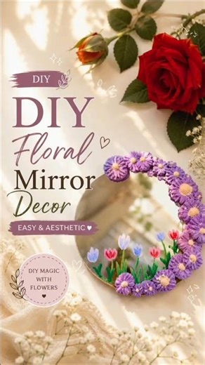 DIY Aesthetic Mirror decor 🌼/Home Decor #trending #craft #homedecor #viralshort #shorts #handmade