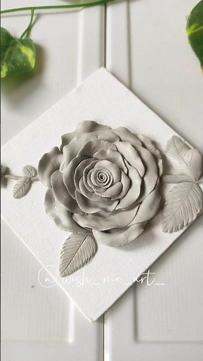 Clay rose on canvas(floral) 🌹#diy #clayart #claycreations #claycraft #clayrose #airdryclay #mouldit