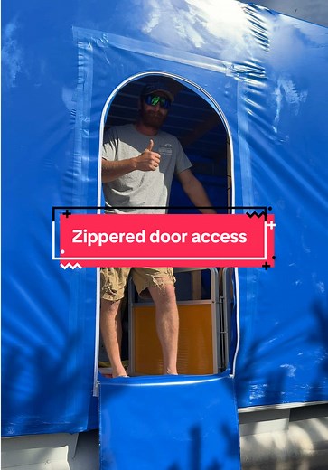 Easy Access Zipper Door for Winter Boat Shrink Wrapping