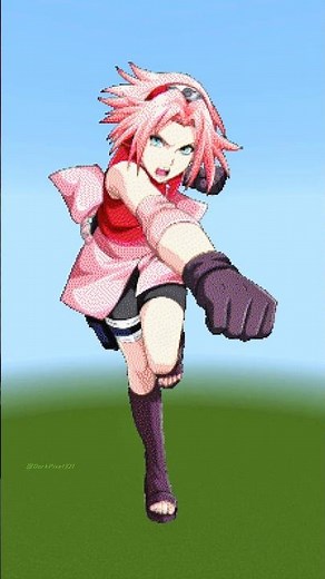 Naruto, Sasuke, Hinata, Sakura & Kakashi Pixel Art in Minecraft 🍥⚡ | Best Naruto Team Build
