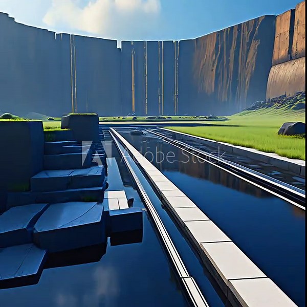 Ancient megalithic civilization on an unknown Earth-like planet, colonial city of the future, avant-garde, future, reality, science fiction, modern architecture, White limestone with black granite