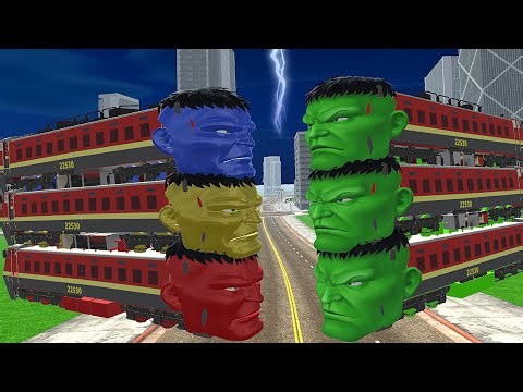 Giant Three Floor Colourful Hulk Train vs Three Floor Green Hulk Train - indian bikes driving 3d