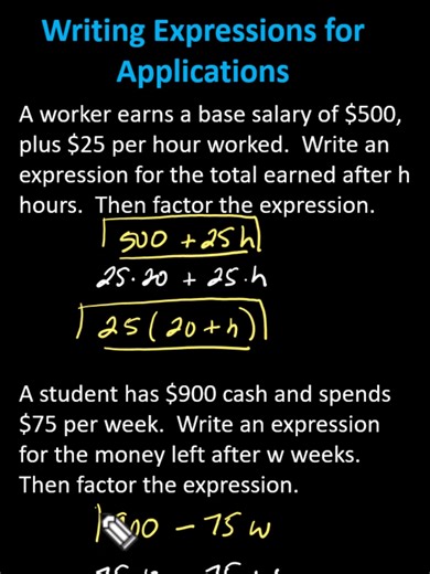 Write and Factor Expressions Situations (7EEA2) This video explains how to write and factor expressions to represent given situation. https://mathispower4u.com #write, #writing, #expressions, #factor, #factoring, #gcf, #greatest, #common, #factor, #represent, #situation, #algebra, #math, #maths, #7th, #grade, #common, #core, #7EEA2, #james, #sousa, #mathispower4u