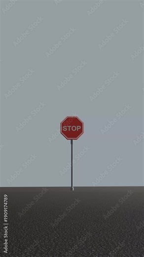3D stop sign animation. Full HD. 4K