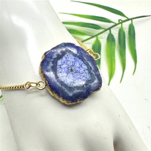 Raw Blue Druzy Bracelet: Gold Plated Adjustable Gemstone Chip Jewelry - Etsy