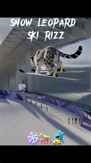 Snow Leopard Epic Ski Rizz❄️🐆 #shorts