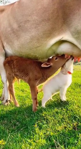 “Baby Cow and Puppy Drinking Milk Together – Cutest Moment Ever!” • • • • • #dog #dogsofinstagram #doglover #doglife #dogs #dogoftheday #funnydogs #doglovers #doglove #instadog #puppy #dogstagram #dogfun #puppylove #dogmodel #funny #dogmom #ilovemydog #dogmemes #funnydogvideos #cutedog #doglifestyle #pet #dogcute #dogphotography #funnydog #funnyvideos #funnypuppy #dogsarelife #dogtraining | Banana Nibbler