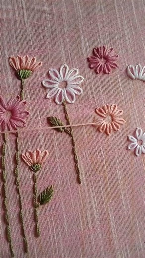 lazy daisy stitch embroidery #shorts #diy #embroidery #tutorial #aesthetic