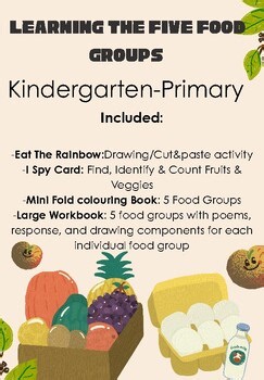 Learning The 5 Food Groups- Healthy Eating Workbook & Activities