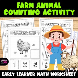 Farm Animal Counting Activity | Cut and Paste the Correct Number