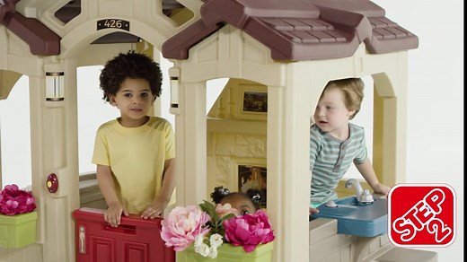 Step2 Charming Cottage Kids Playhouse, Indoor and Outdoor Clubhouse Playset, Interactive Sounds, Toddlers 2+ Years Old, Easy to Assemble