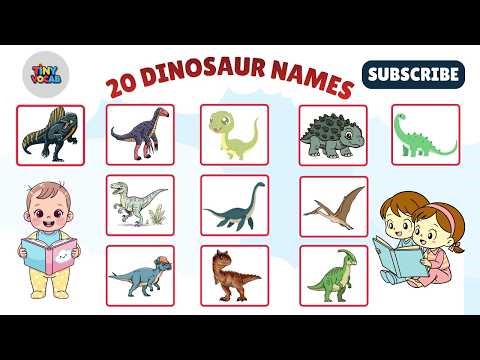 20 Dinosaur Names for Kids 🦖 | Fun & Easy Dinosaur Learning for Children | TinyVocab