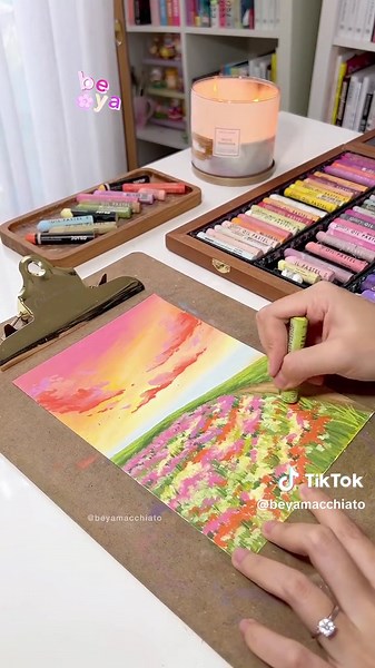 Pink Salmon Skies Oil Pastel Drawing Tutorial