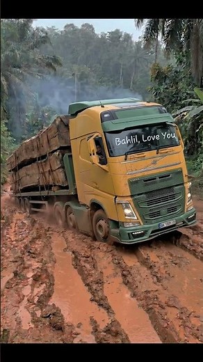 Huge Logging Truck Fights Muddy Hill… Almost Slips Back! 😱