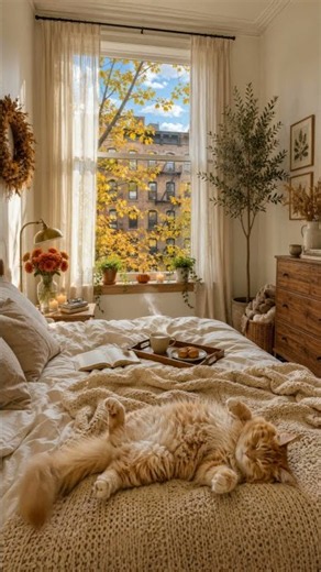 Autumn Morning Jazz | Cozy Fall Bedroom & Coffee in Bed #autumnjazz #falljazz #shorts