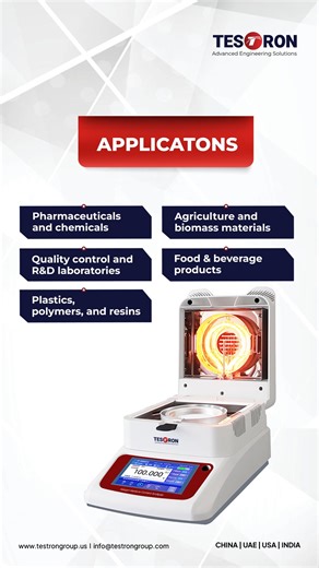 TESTRON GROUP on Instagram: "𝐓𝐓-𝐇𝐌𝐂𝐀 𝐇𝐚𝐥𝐨𝐠𝐞𝐧 𝐌𝐨𝐢𝐬𝐭𝐮𝐫𝐞 𝐀𝐧𝐚𝐥𝐲𝐳𝐞𝐫 The TT-HMCA Halogen Moisture Analyzer from Testron Group is a high-performance halogen moisture analyzer designed for fast, accurate, and repeatable moisture determination across laboratories and production environments. Powered by an advanced halogen lamp moisture analyzer system, it delivers uniform heating and precise weight measurement to ensure reliable results in every test. 𝗔𝗽𝗽𝗹𝗶𝗰𝗮𝘁𝗶𝗼𝗻𝘀