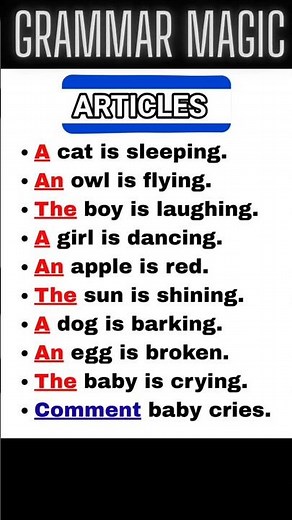 👉🏻💯 Learn Articles in English 🤯🚀 | 📚✅ Improve Your English Grammar 🗣️💫