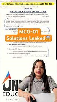 IGNOU MCO 01 Assignment Solved | MCO 1 Assignment PDF Download | MCO 01 2025 Exam