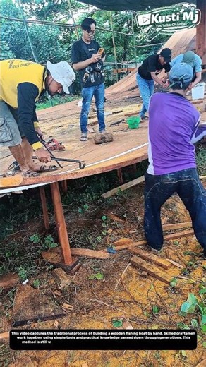 Traditional Wooden Fishing Boat Construction | Manual Craftsmanship at Work.