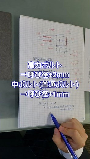 【30秒解説】高力ボルトと中ボルト(普通ボルト)の孔の大きさは？ #構造#鉄骨#一級建築士