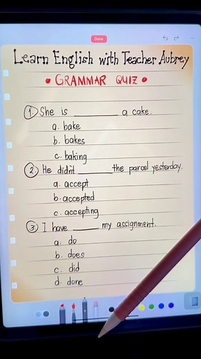 538K views · 10K reactions | Grammar Quiz  #grammarquiz #grammar #englishtest #quiz #improveenglish #speakenglish #learnenglishwithteacheraubrey #aubreybermudez #teacheraubrey #reels #fbreels #reelsviral | Learn English with Teacher Aubrey | Facebook