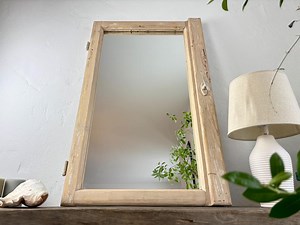 Rustic Window Frame Mirror Reclaimed Wood Beams Mirror Beige Pastel Farmhouse Wall Mirror Wabi Sabi French Country Home Decor 58x93 Cm - Etsy Canada