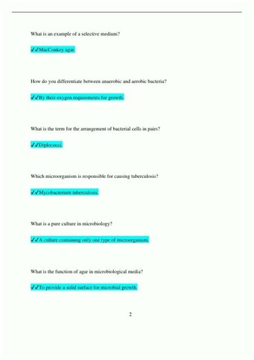 Microbiology Lab Exam 1 Questions and Answers 100 Correct1757