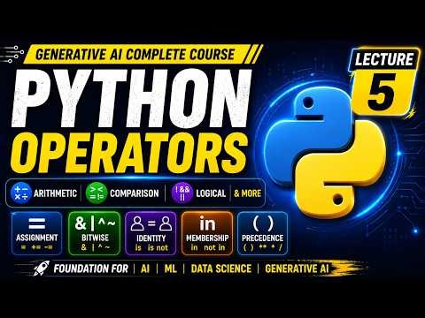 Python Operators Explained | Arithmetic, Comparison & Logical | Gen AI Course | Lecture 5