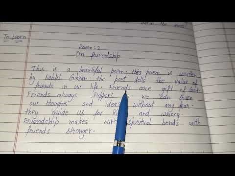 Class 12 pseb english poem (2) : on friendship (Central idea ) Full explanation 