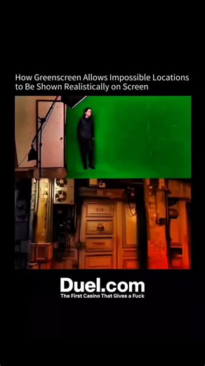 Upfacting on Instagram: "Greenscreen technology lets filmmakers place actors into any setting without being on location. Performers act in front of a bright green backdrop, which is later removed and replaced with digital environments through a process called chroma keying. To make the final shot believable, the crew matches lighting, angles, and shadows so the actors blend naturally with the background. In post-production, live footage and CGI elements are combined to build scenes that would be