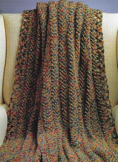 Crochet Ripple Afghan PATTERN Vintage Wave Blanket, Striped Throw (PDF Download) - Etsy